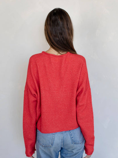 Lightweight Cozy Cardigan - Cherry Red