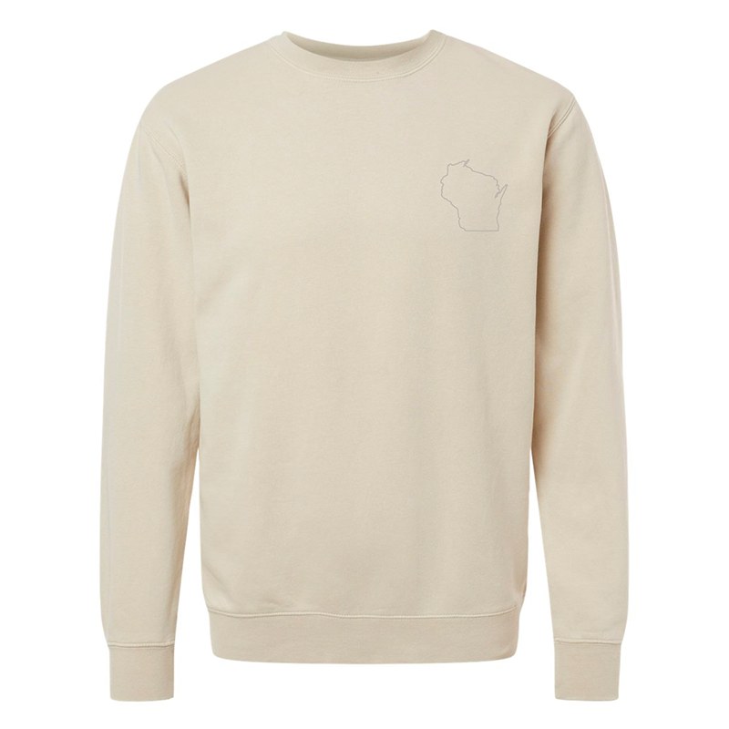 Embroidered Wisconsin Ivory Crewneck