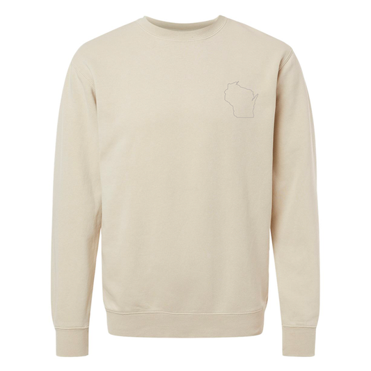 Embroidered Wisconsin Ivory Crewneck
