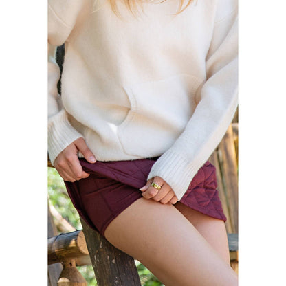 Quilted Mini Skort - Dark Cherry