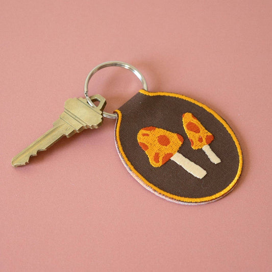 Groovy Mushrooms Embroidered Patch Keychain