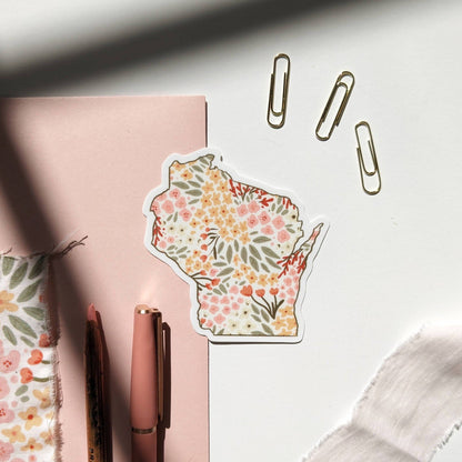 Wisconsin Florals State Vinyl Sticker