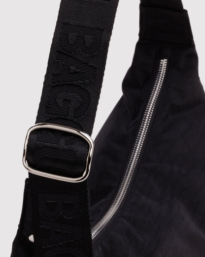 BAGGU Medium Nylon Crescent Bag in Studs (Black with Silver Accents)