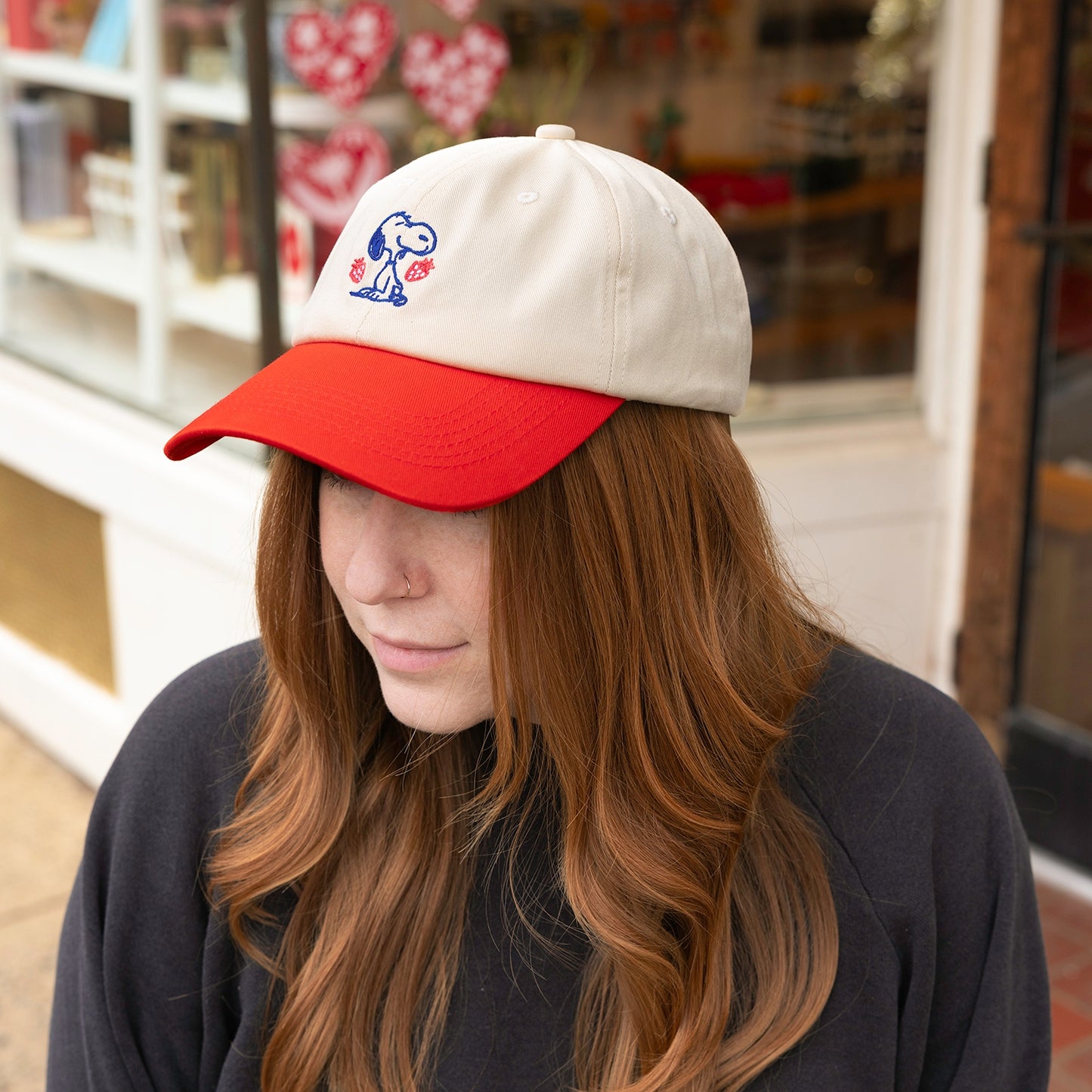 Embroidered Strawberry Patch Snoopy Dad Hat