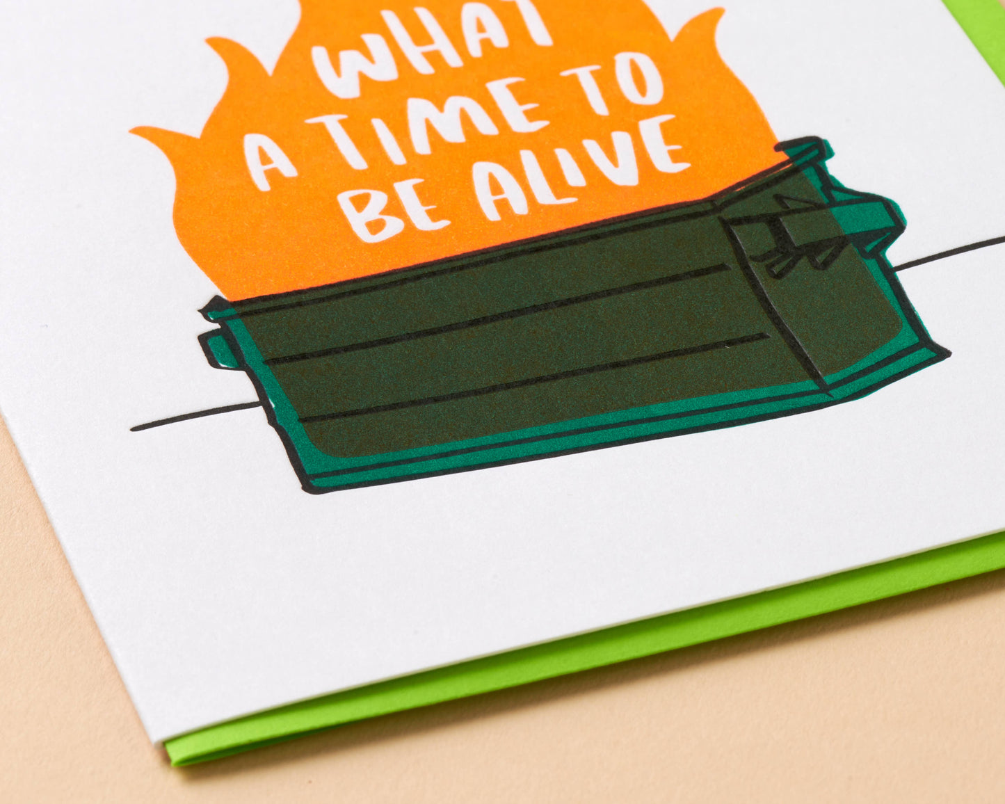 Dumpster Fire Letterpress Greeting Card