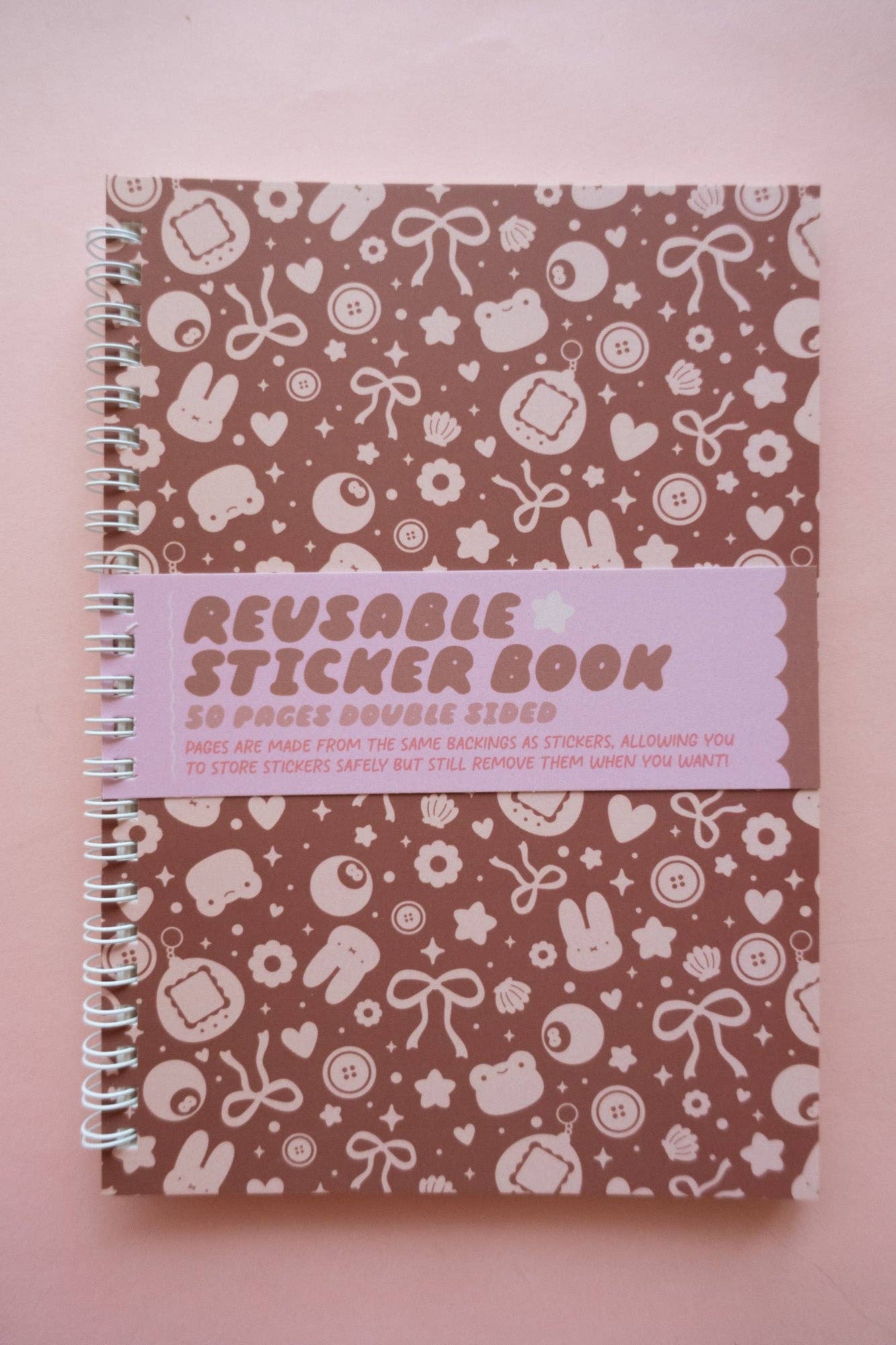 Sticker Book to Save and Reposition Stickers - Brown Trinkets Pattern
