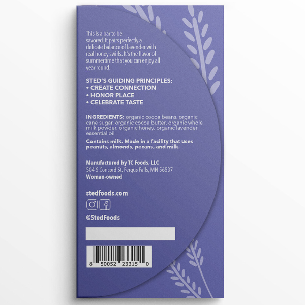 Sted Chocolate Mini Snack Size Bar: Honey Lavender