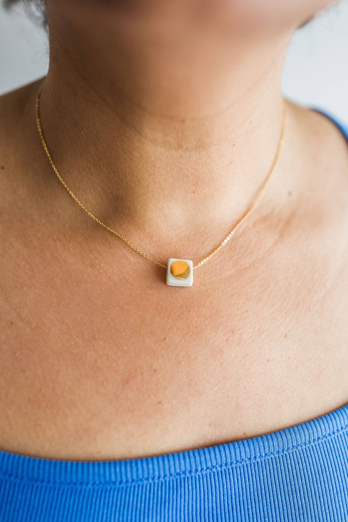 Good Day Sunshine Porcelain and Gold Luster Necklace by Jenna Vanden Brink