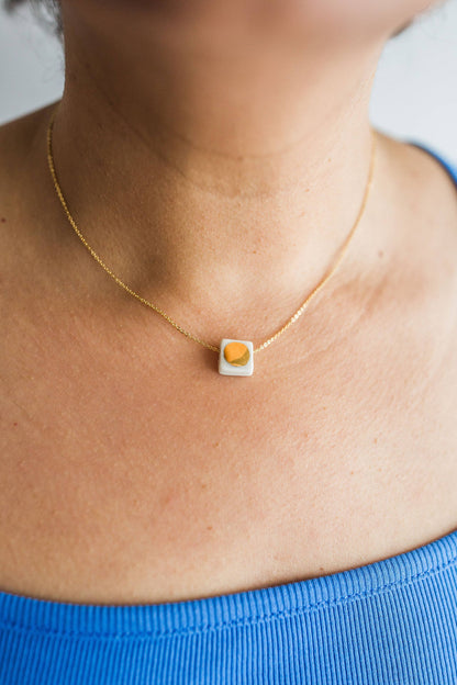 Good Day Sunshine Porcelain and Gold Luster Necklace by Jenna Vanden Brink