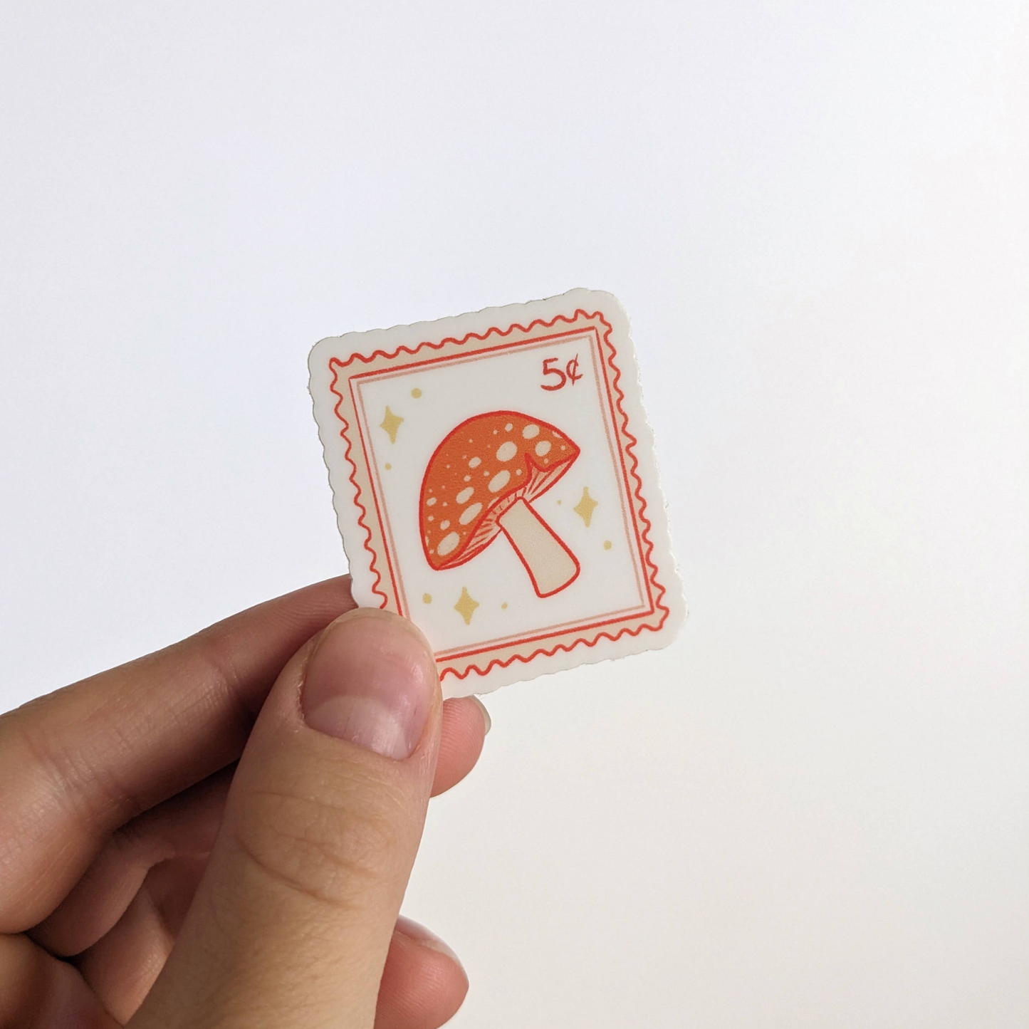 Mushroom Postage Stamp Vinyl Sticker