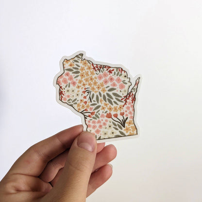 Wisconsin Florals State Vinyl Sticker