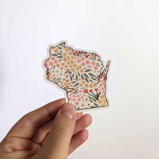 Wisconsin Florals State Vinyl Sticker