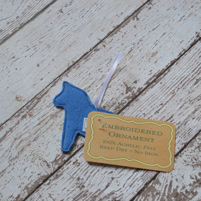 Scandinavian Dala Horse Embroidered Felt Holiday Ornament