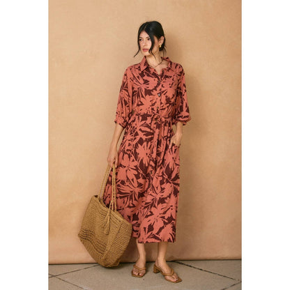 "Spiced Petals" Longline Shirt Dress