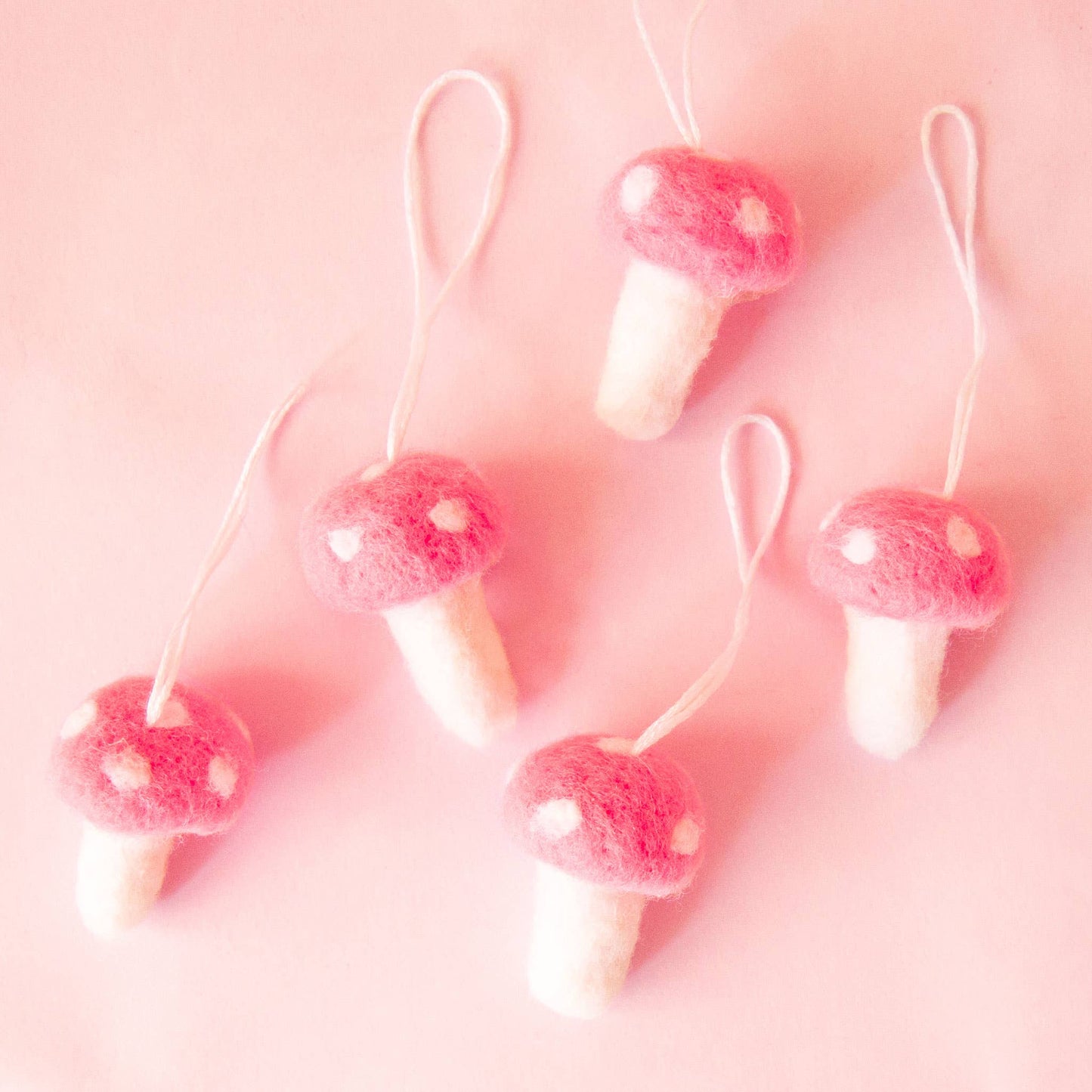 Felt Mushroom Ornament - Candy Pink