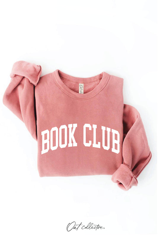 "Book Club" Super Soft Sponge Fleece Crewneck Sweatshirt in Mauve