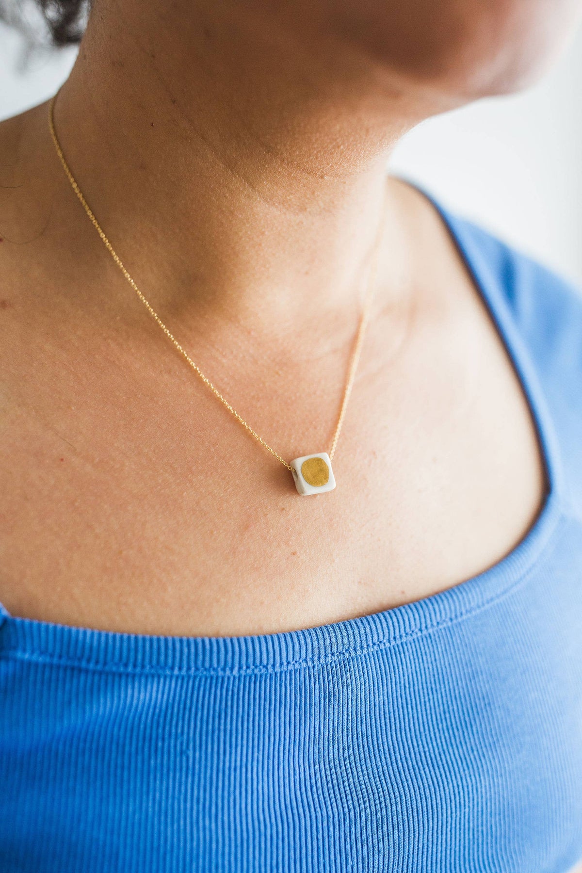 Good Day Sunshine Porcelain and Gold Luster Necklace by Jenna Vanden Brink