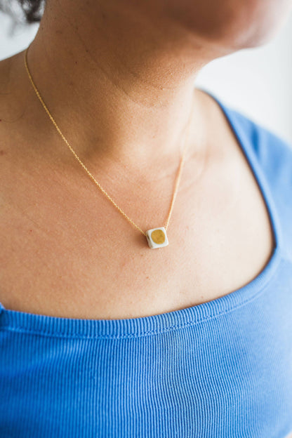 Good Day Sunshine Porcelain and Gold Luster Necklace by Jenna Vanden Brink