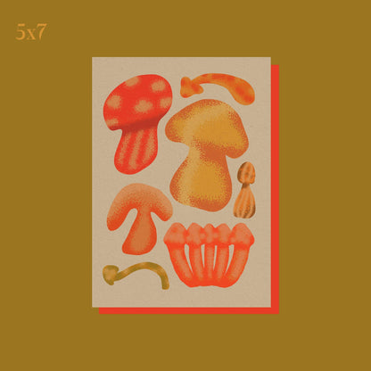 70s Mushrooms 5"x7" Print by Stoughton-Raised Artist Chandler Hougan