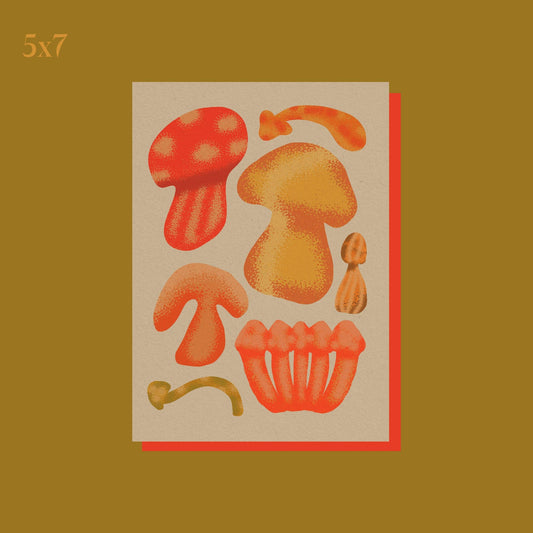 70s Mushrooms 5"x7" Print by Stoughton-Raised Artist Chandler Hougan
