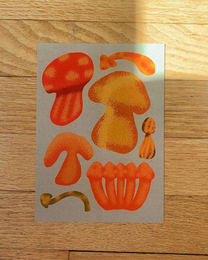 70s Mushrooms 5"x7" Print by Stoughton-Raised Artist Chandler Hougan