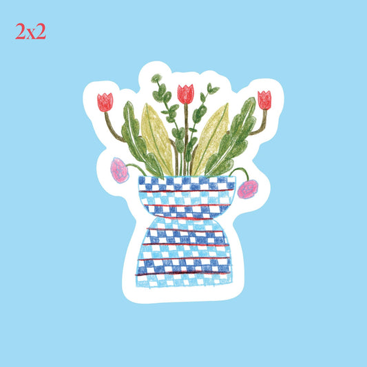 Checkered Vase Sticker by Stoughton-Raised Artist Chandler Hougan