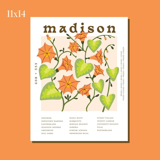 Madison Neighborhoods & Florals 11"x14" Print by Stoughton-Raised Artist Chandler Hougan
