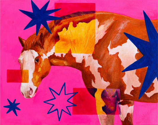 Interference - Spotted Horse on Neon Pink - 8"x10" Art Print