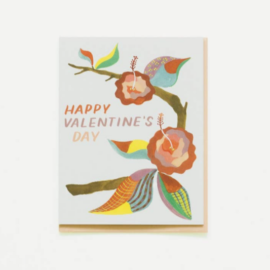 Patterned Flowers Valentine Card